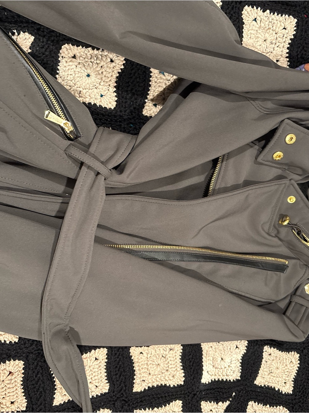 MICHAEL Michael Kors Gray Trench Coat with Gold Hardware